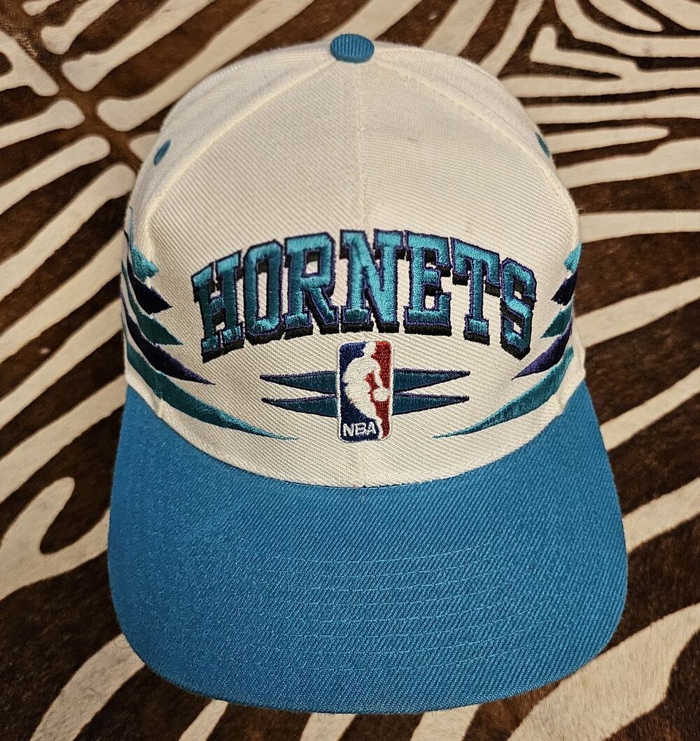 Vintage 90s Charlotte Hornets D Cut Logo Athletic SnapBack Hat